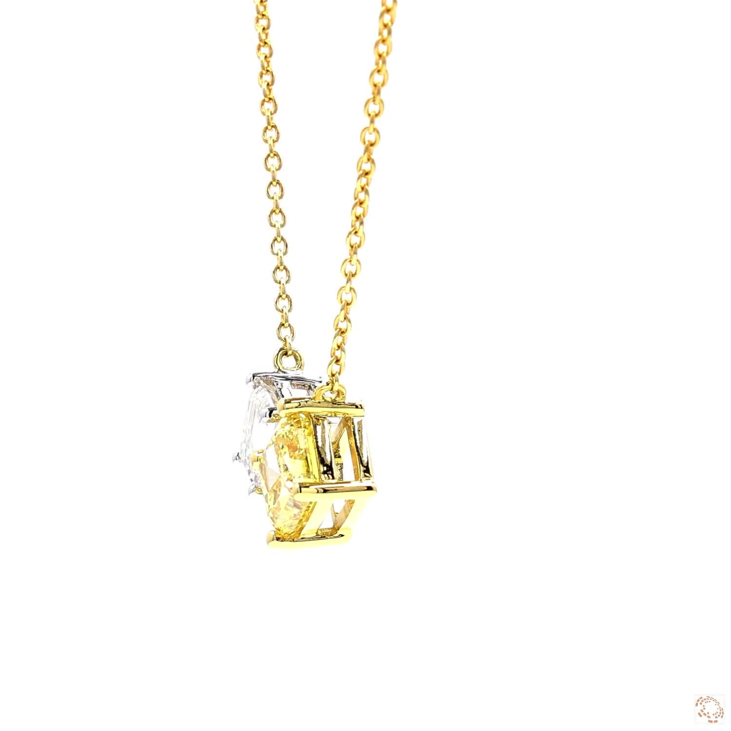 Multi Shaped Yellow and White Diamonds Pendant