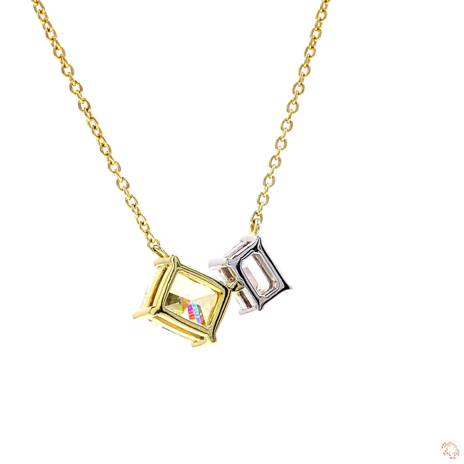 Multi Shaped Yellow and White Diamonds Pendant