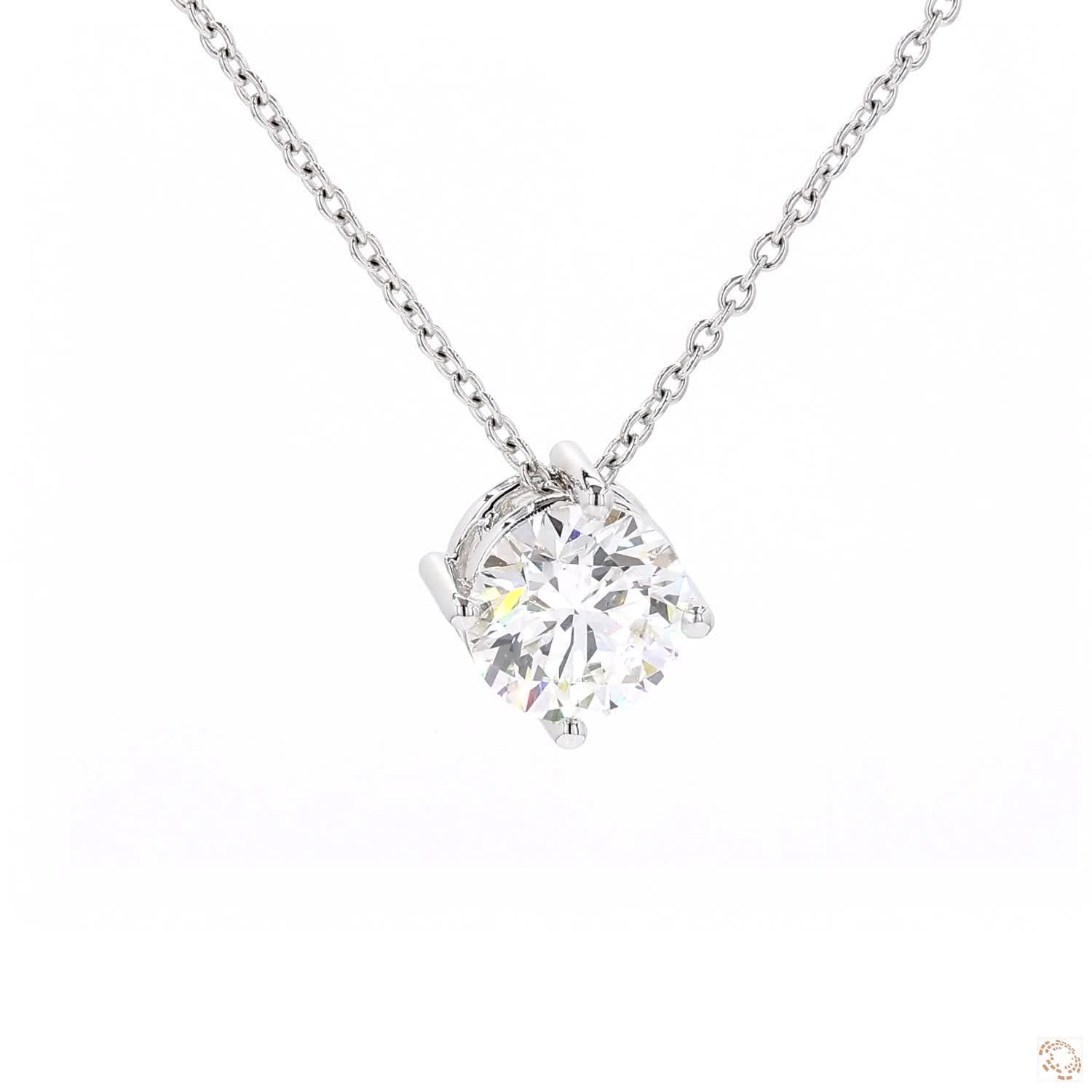 Round Shape Diamond Solitaire Pendant (1.59 ct. per diamond)