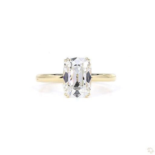Hidden Halo Old Mine Cushion Cut Diamond Engagement Ring