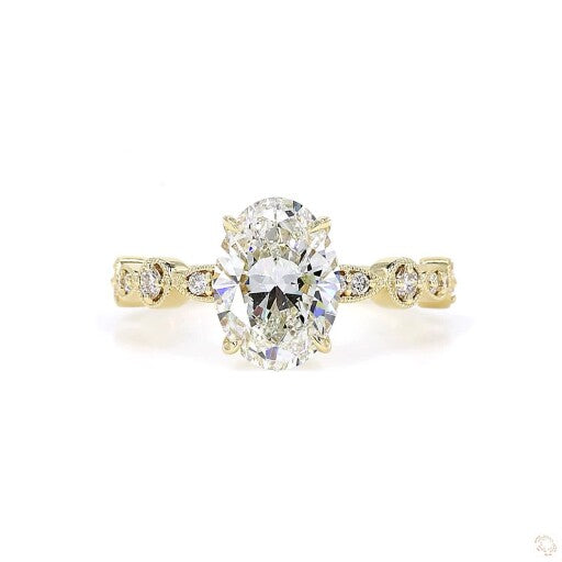 Milgrain Oval Engagement Ring  (2.06 ct per Diamond)
