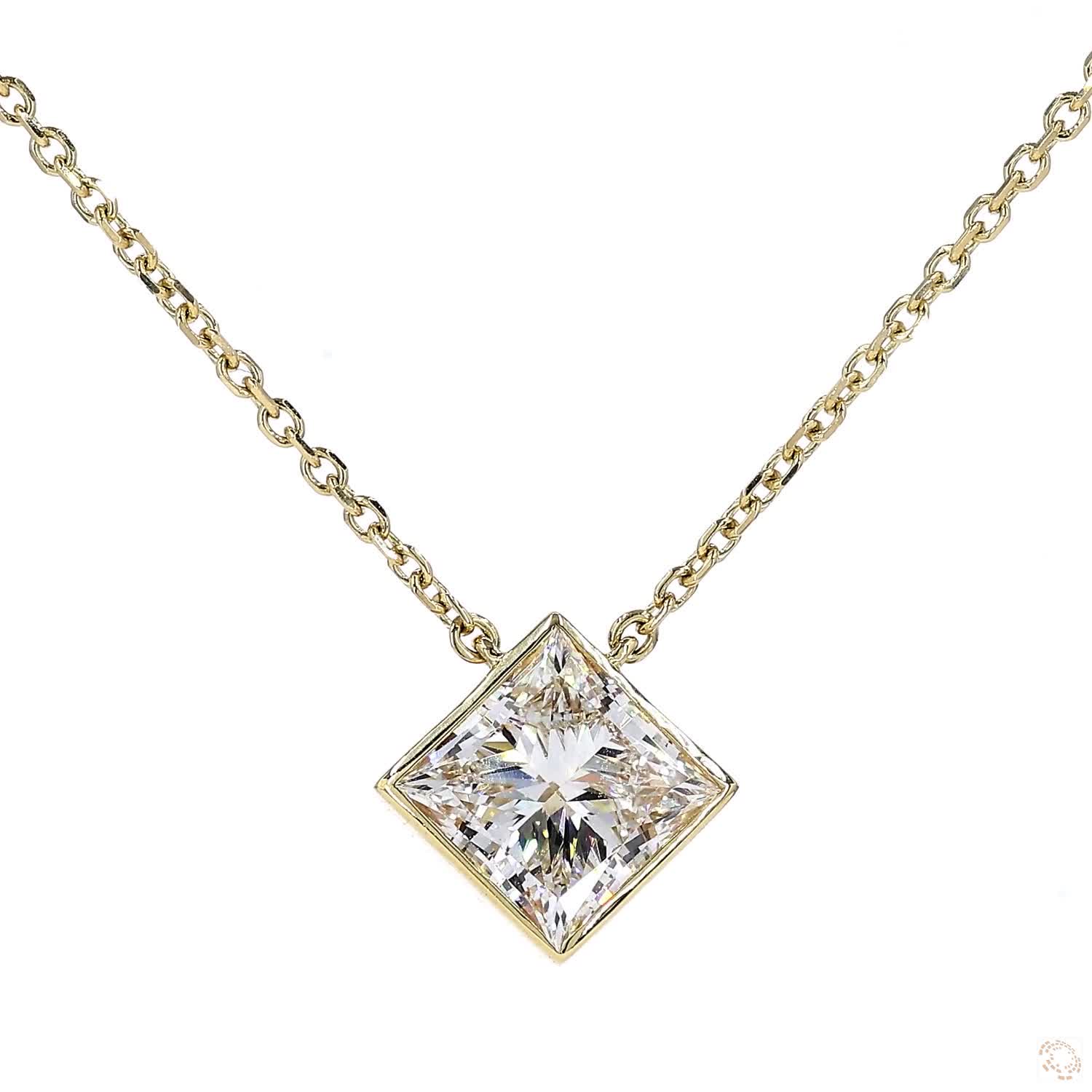 Bezel Set Princess Shape Pendant (2.6 ct per diamond)