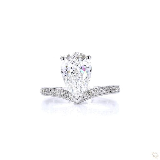 Pear Shape V Solitaire Engagement Ring
