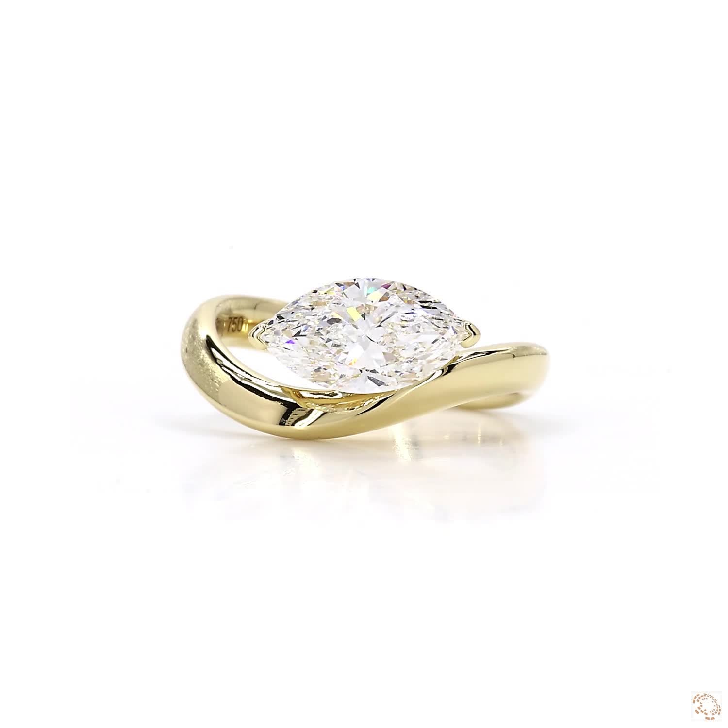 East-West Marquise Swirl Diamond Ring