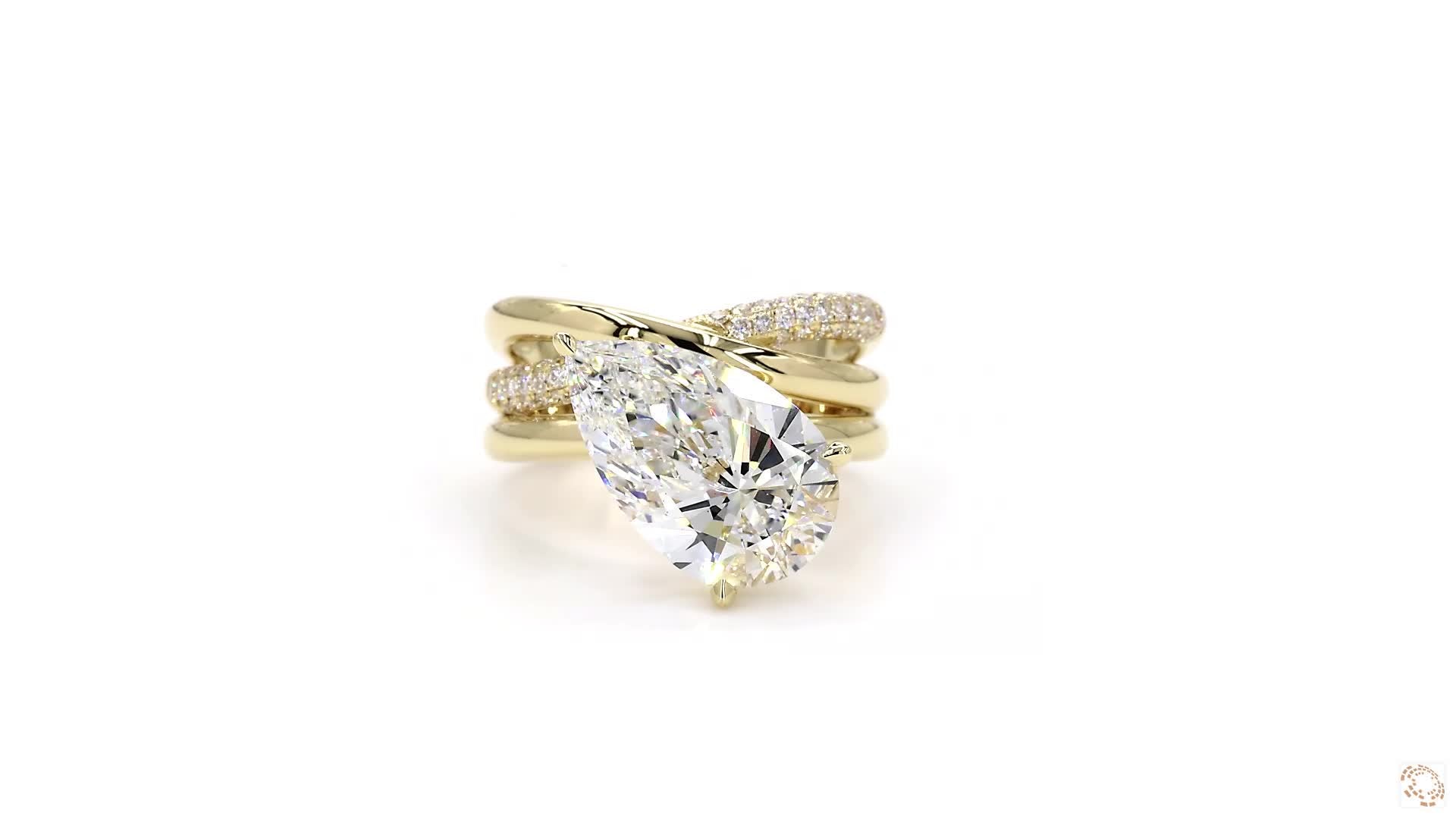 Triple Band Pear Diamond Engagement Ring