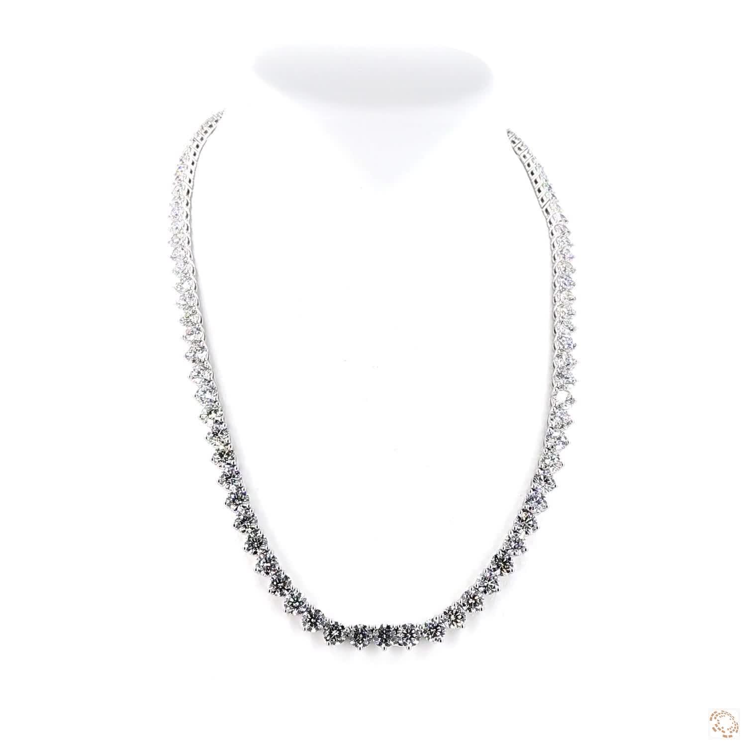 Round Brilliant Diamond Graduated Tennis Necklace (0.05ct-0.40ct per diamond)