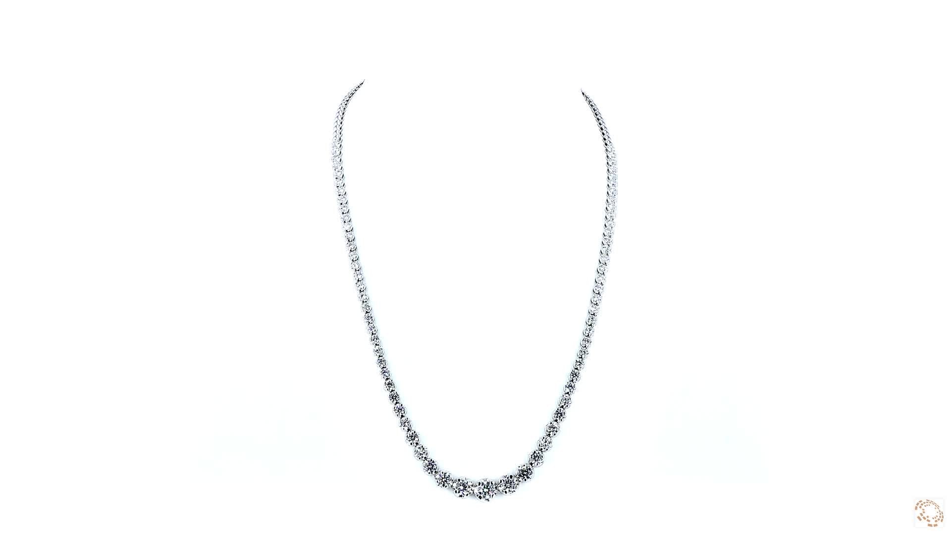 Round Brilliant Diamond Graduated Tennis Necklace (0.05 ct-0.30ct per diamond)