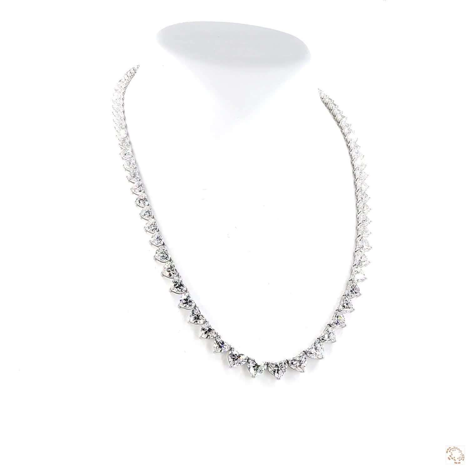 Heart Shape Diamond Graduated Tennis Necklace (0.10ct-0.70ct per diamond)