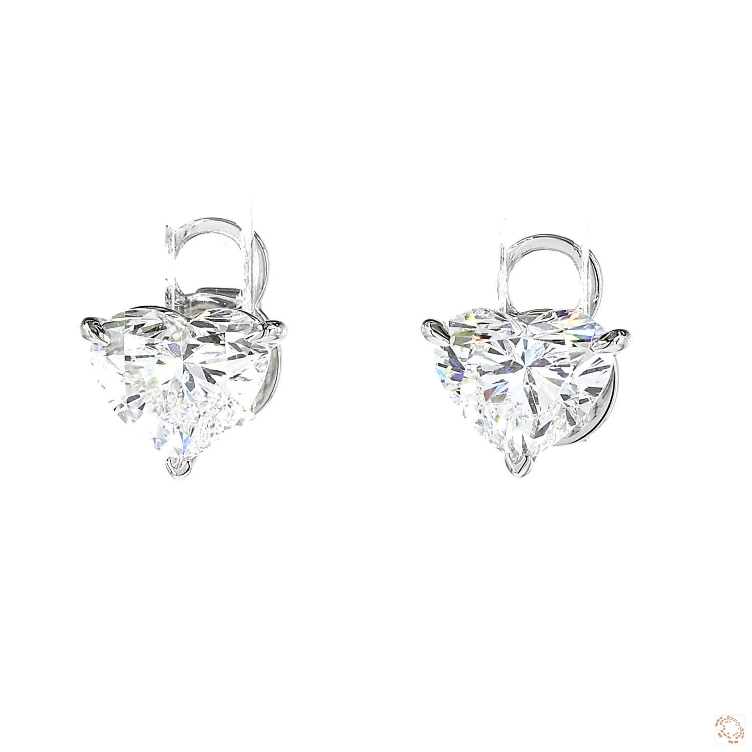 Heart Shaped Diamond Stud Earrings (1.5 carat per diamond)