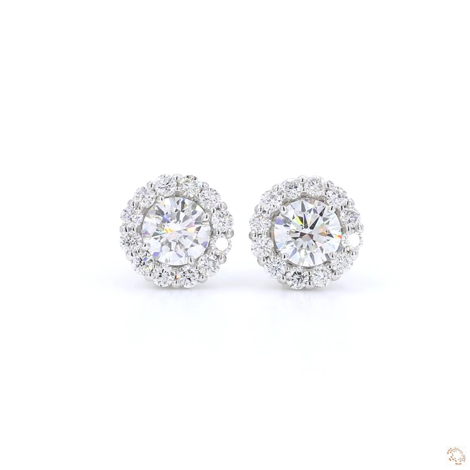 Halo Diamond Stud Earrings with Jacket (0.4 ct. per diamond)