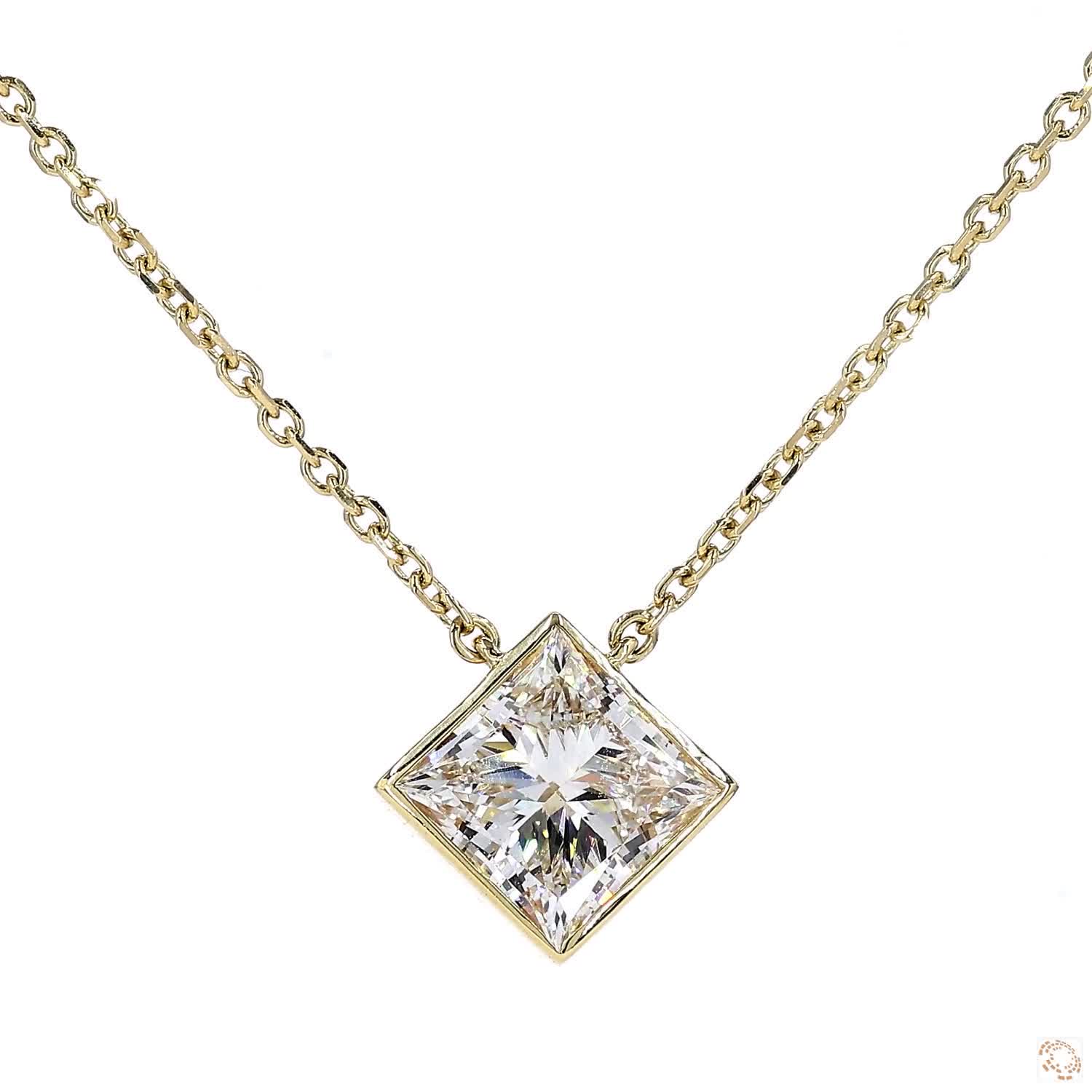 Bezel Set Princess Shape Pendant (2.6 ct per diamond)
