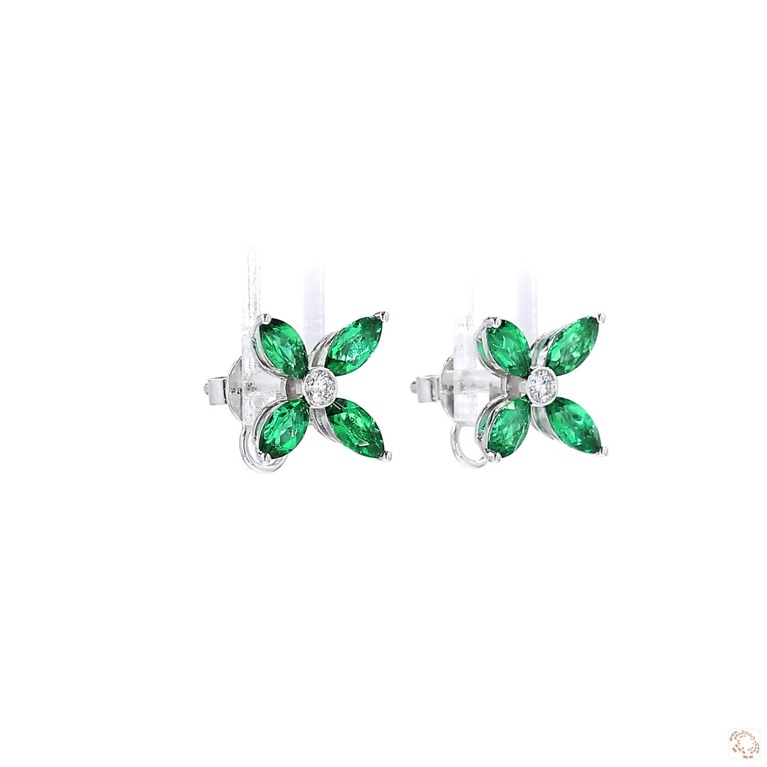 Lab Grown Green Emerald Stud Earring