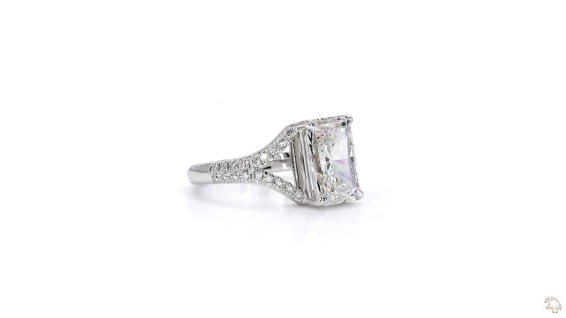 Pavé Y-Shank Emerald Cut Diamond Ring