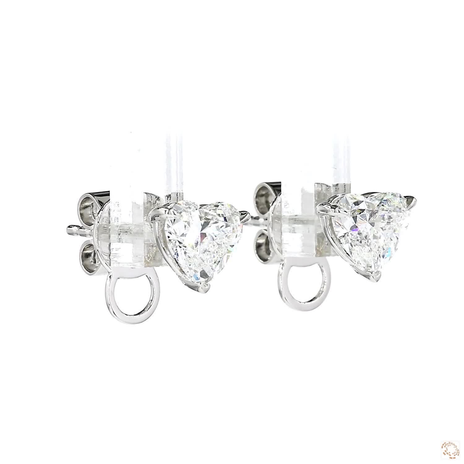 Heart Shaped Diamond Stud Earrings (1 carat per diamond)