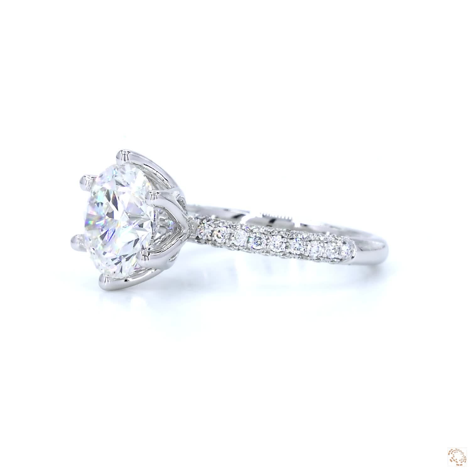 Triple Pavé 6-Prong Diamond Solitaire Engagement Ring
