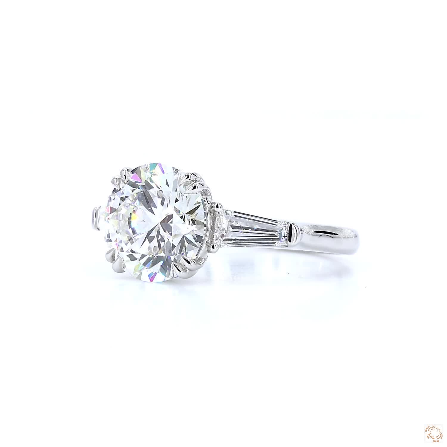 Round  & Baguette Shape Diamond Engagement Ring