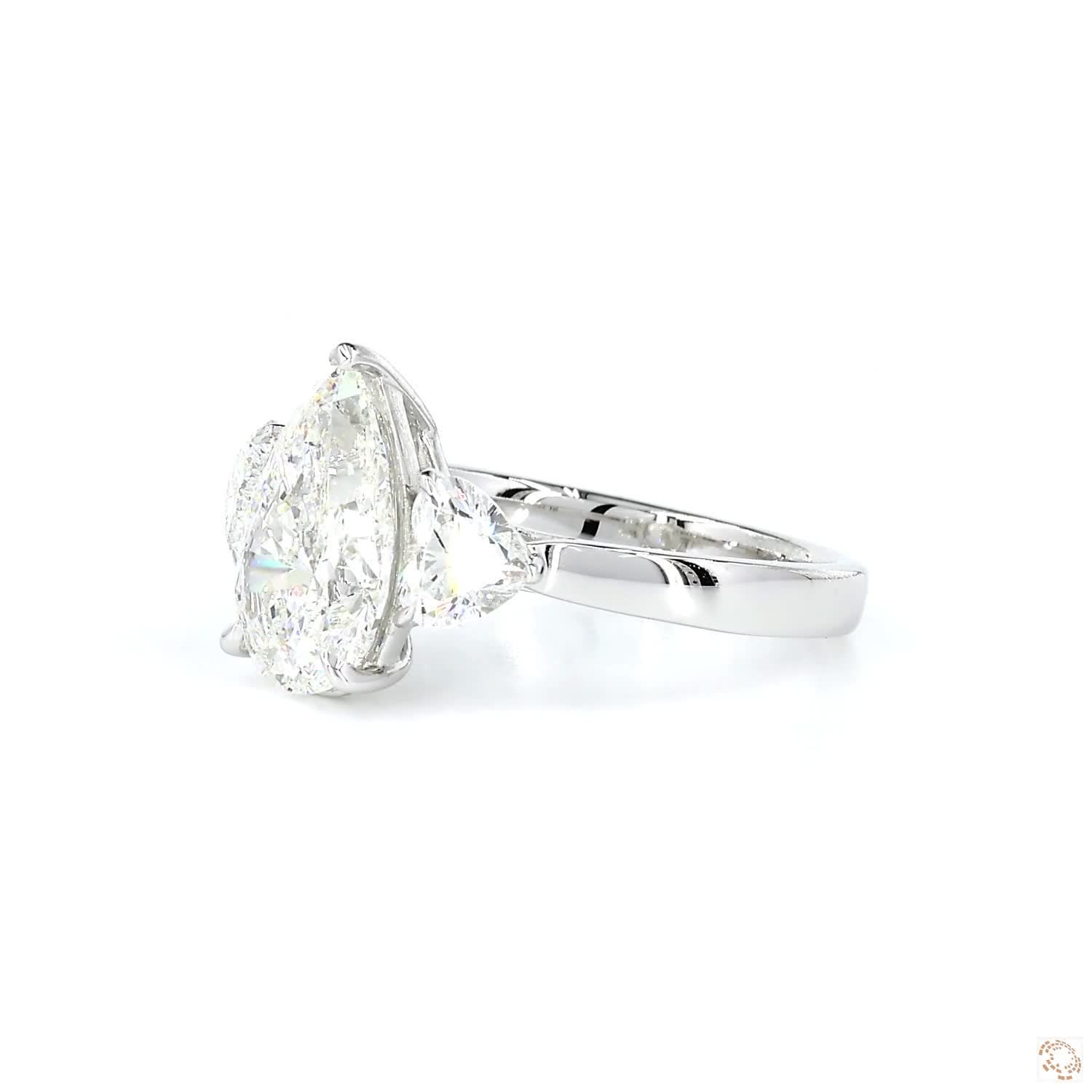 Three Stone Pear and Heart Lab Grown Diamond Engagement Ring
