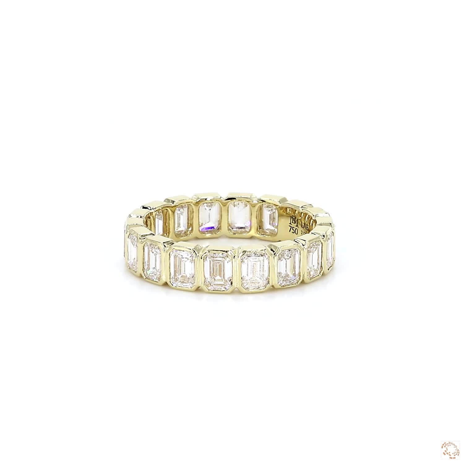 Emerald Cut Lab Diamond Bezel Eternity Band