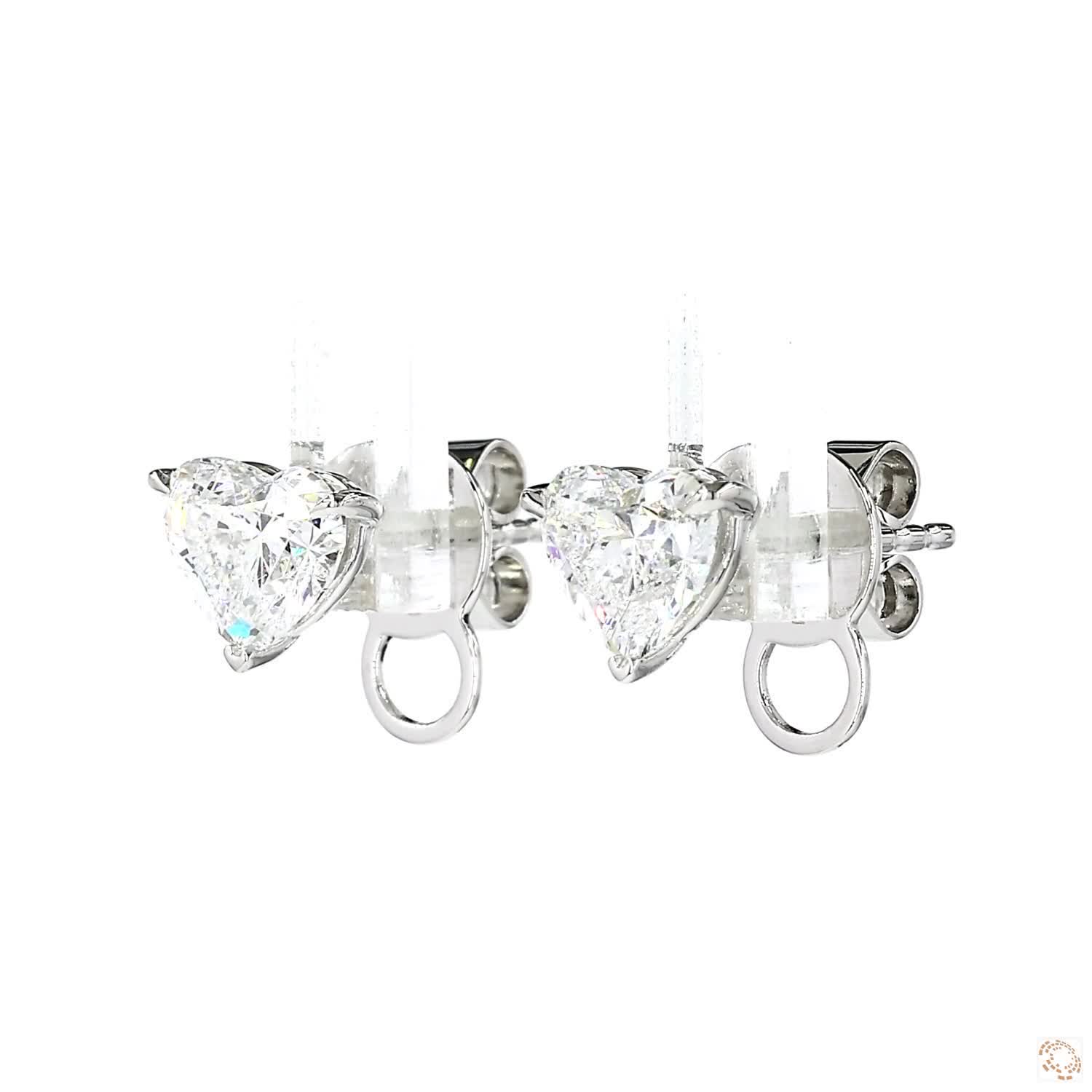 Heart Shaped Diamond Stud Earrings (1 carat per diamond)