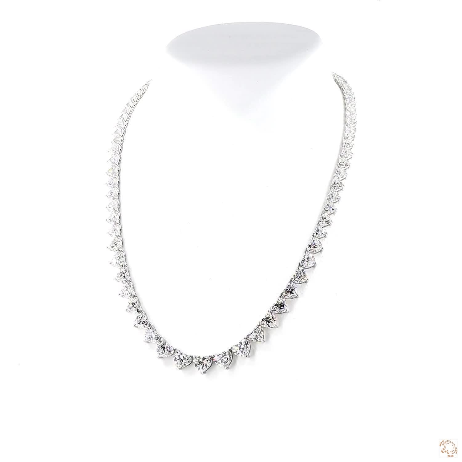 Heart Shape Diamond Graduated Tennis Necklace (0.10ct-0.70ct per diamond)
