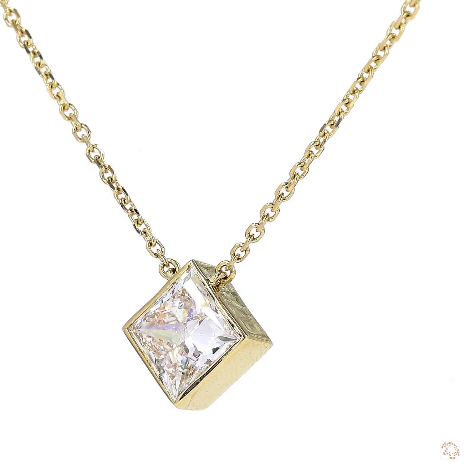 Bezel Set Princess Shape Pendant (2.6 ct per diamond)