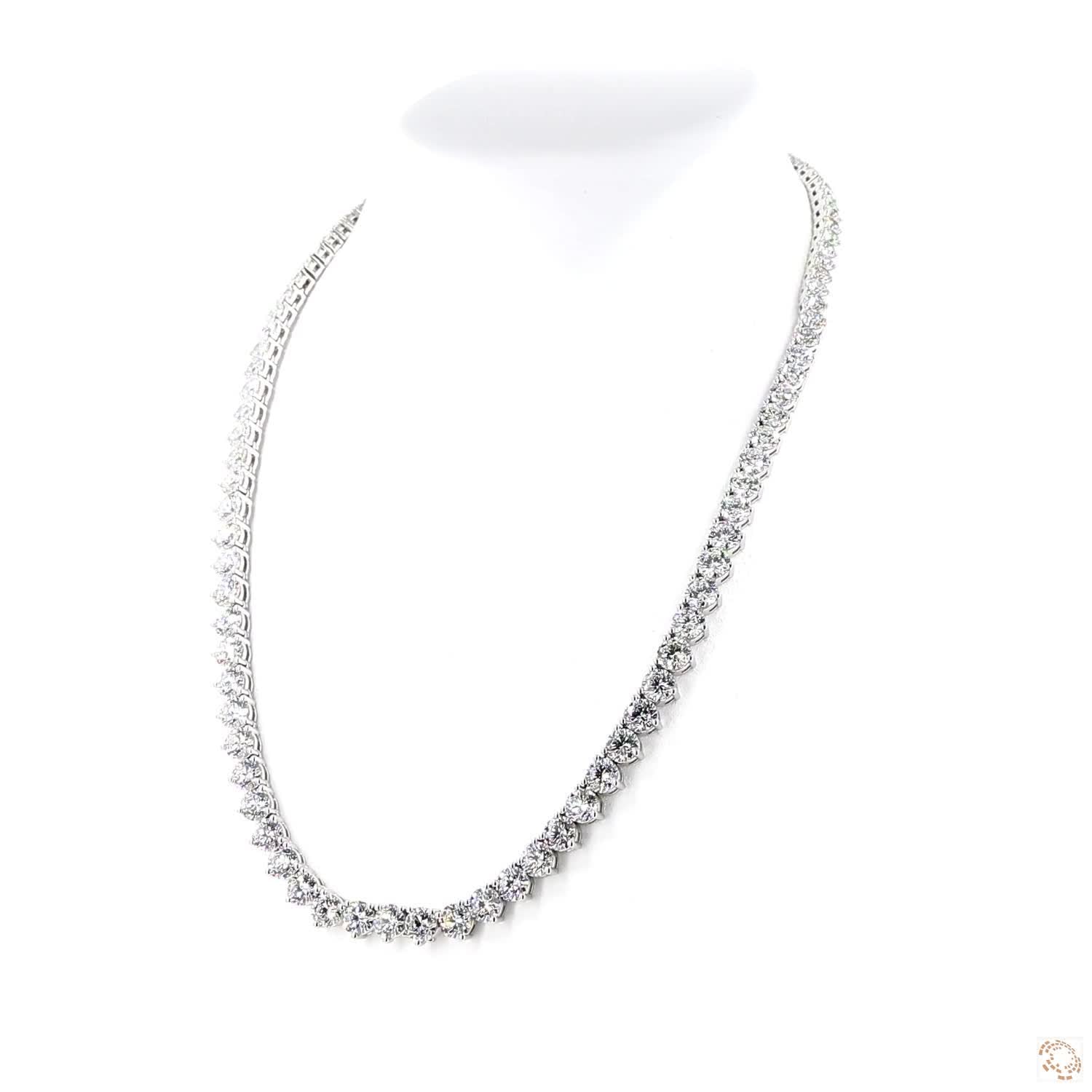 Round Brilliant Diamond Graduated Tennis Necklace (0.05ct-0.40ct per diamond)