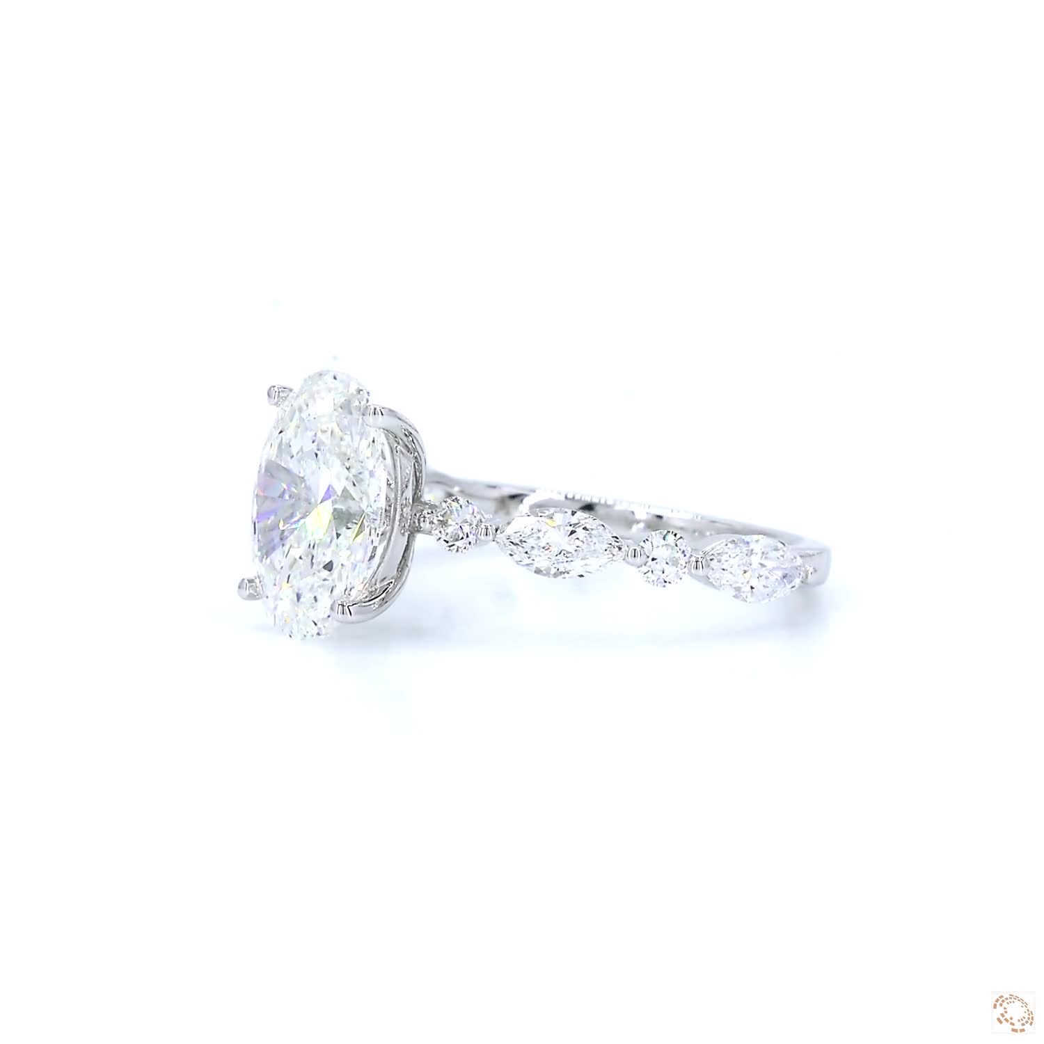 Oval Diamond Engagement Ring ( 2ct main diamond)
