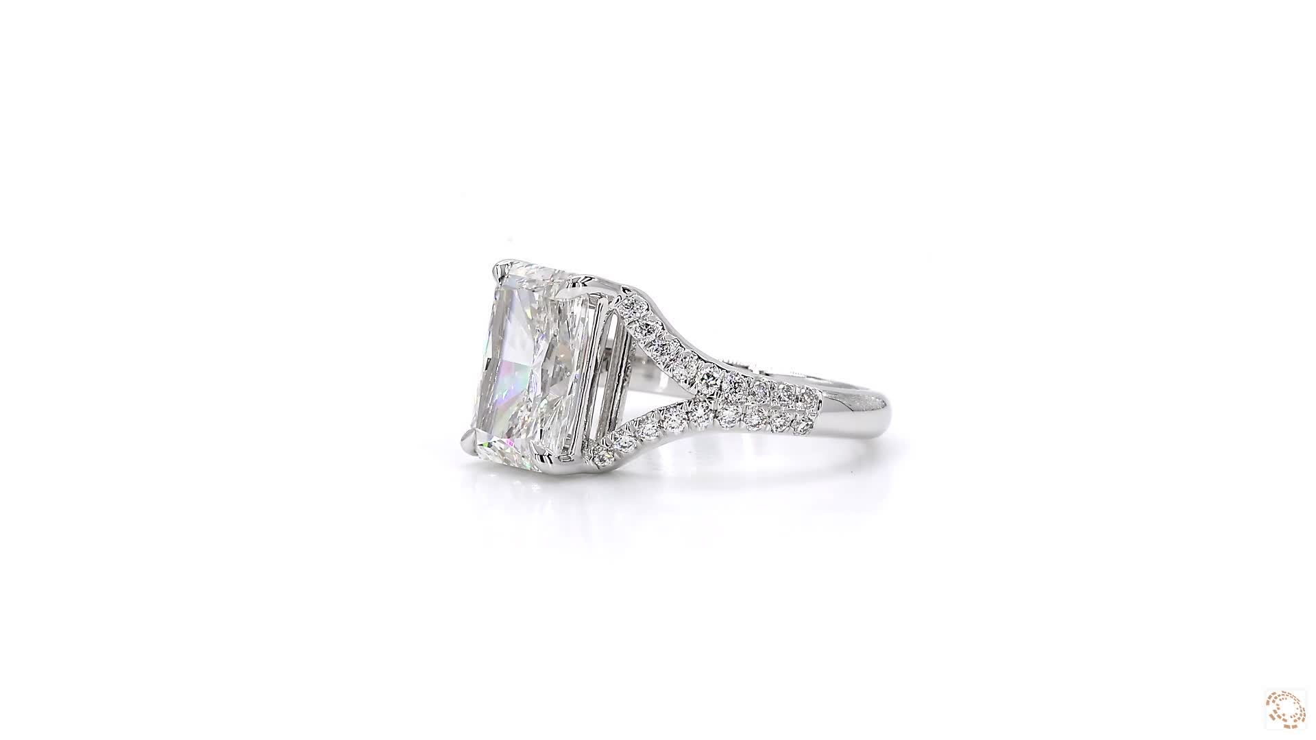 Pavé Y-Shank Emerald Cut Diamond Ring