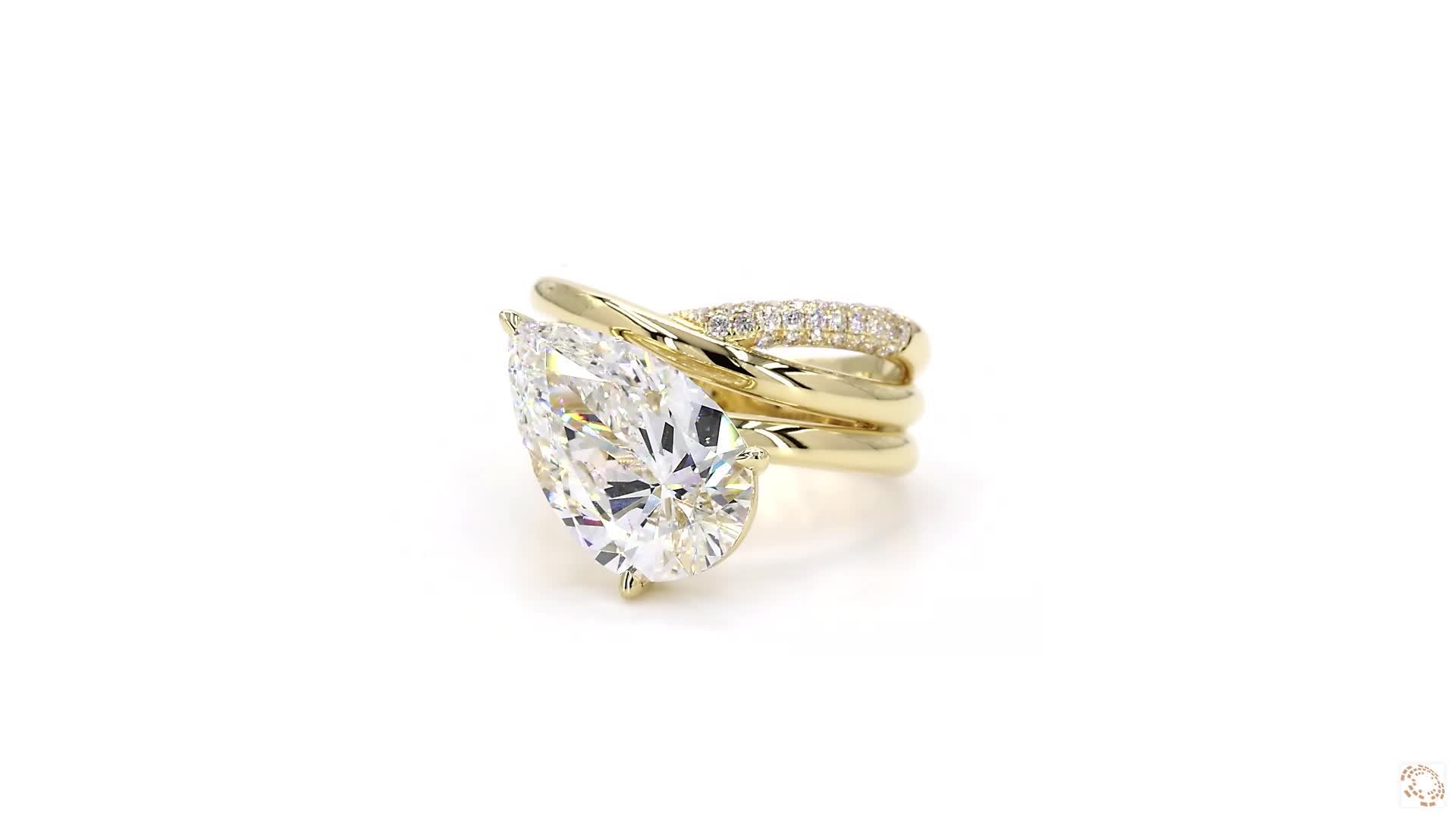 Triple Band Pear Diamond Engagement Ring