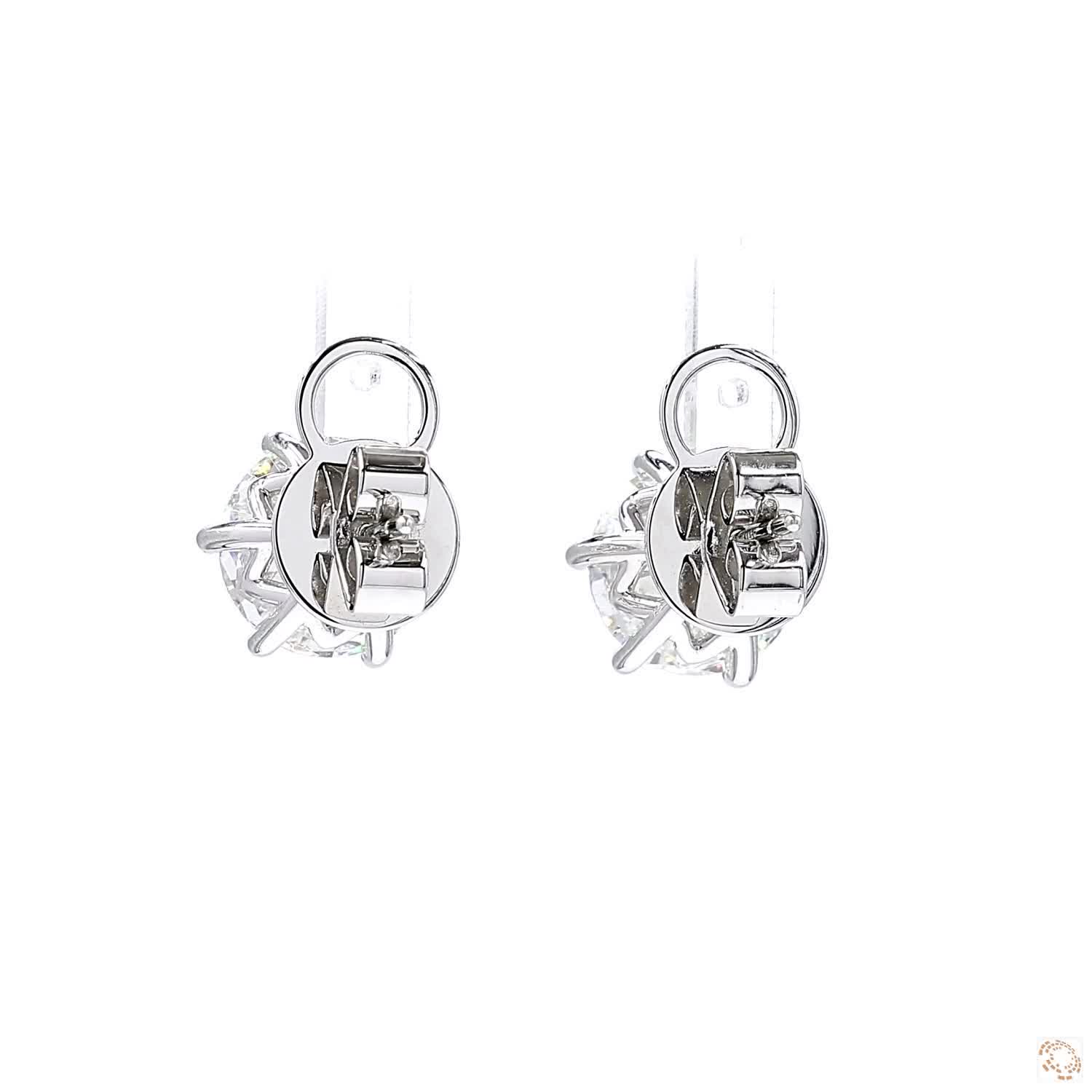 6-Prong Diamond Stud Earrings (3 ct. per diamond F color)