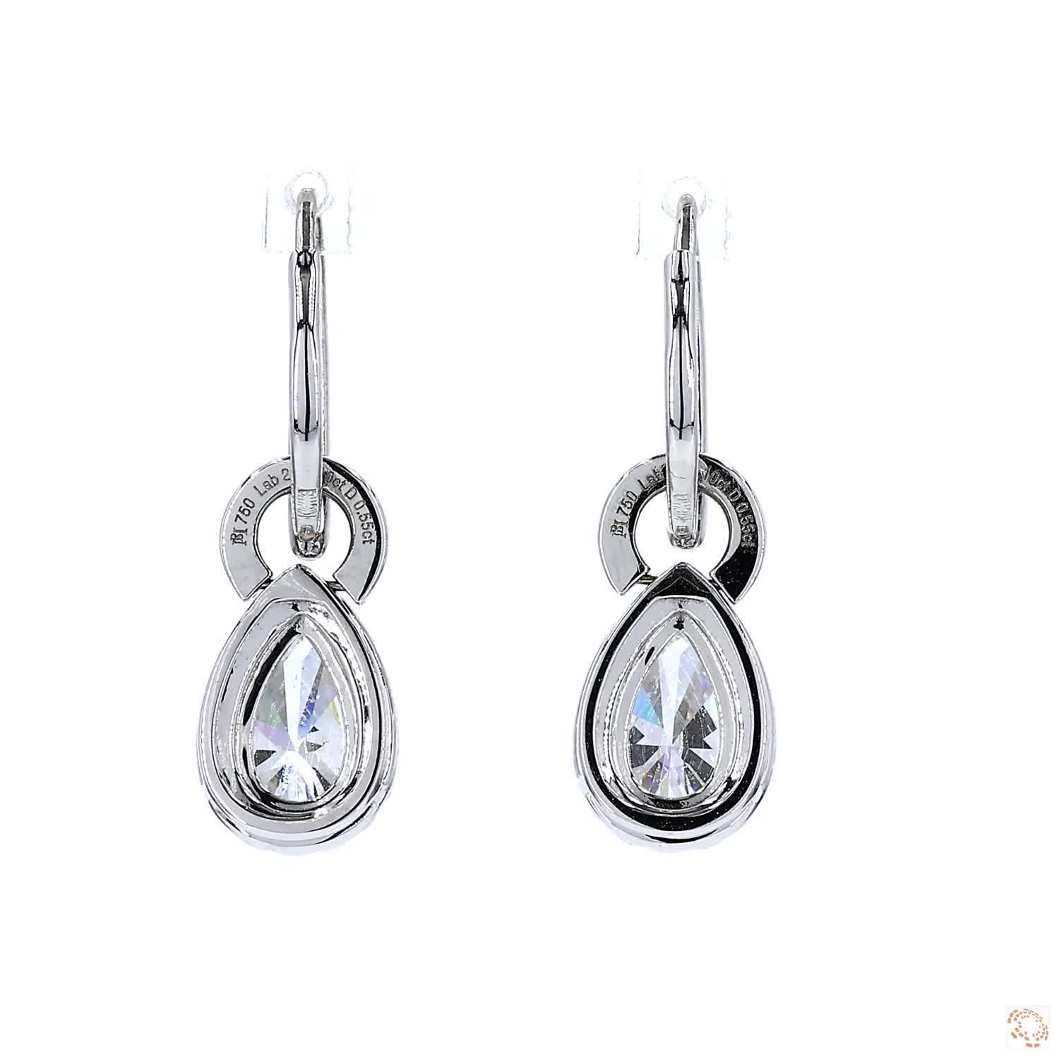 Halo Drop Pear Shape Diamond Earrings