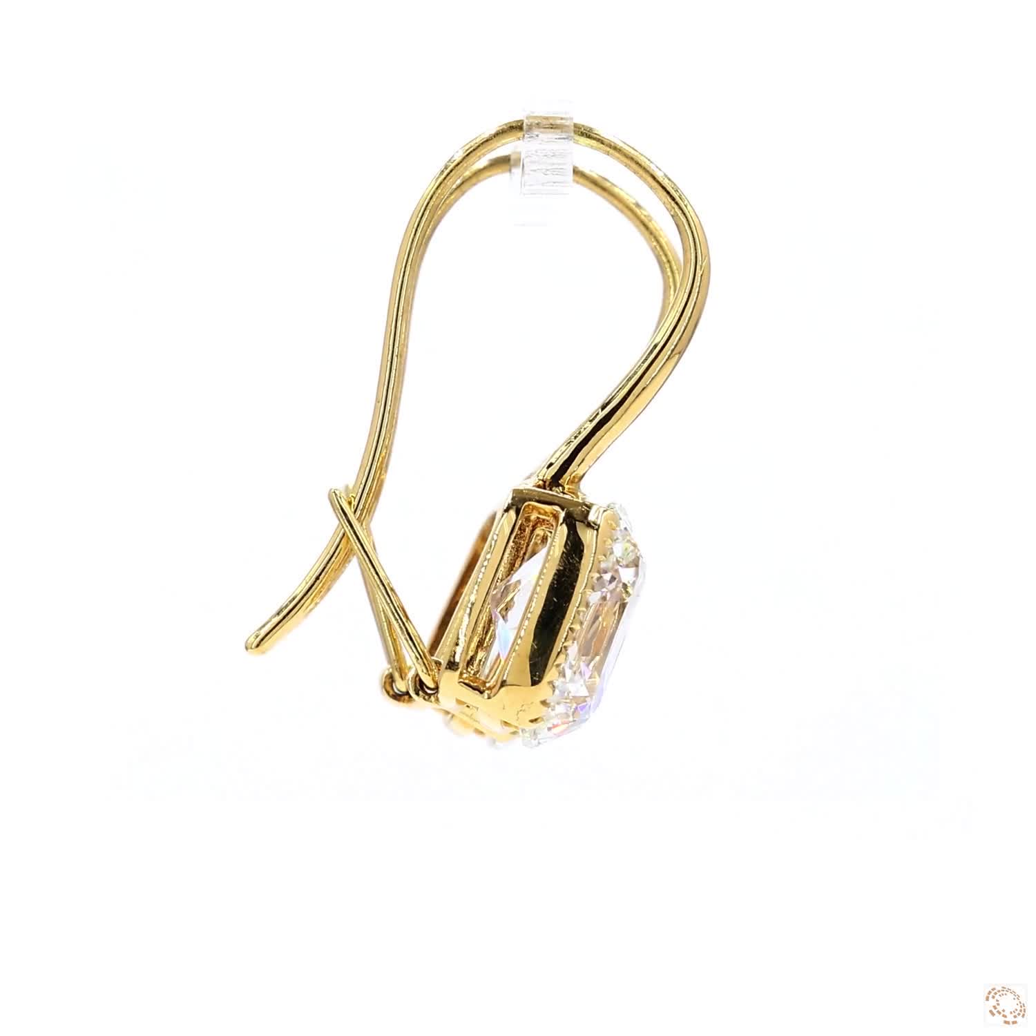 Half Bezel Old-Mine Cushion Shaped Diamond Hook Earrings (Over 3 ct per diamond)