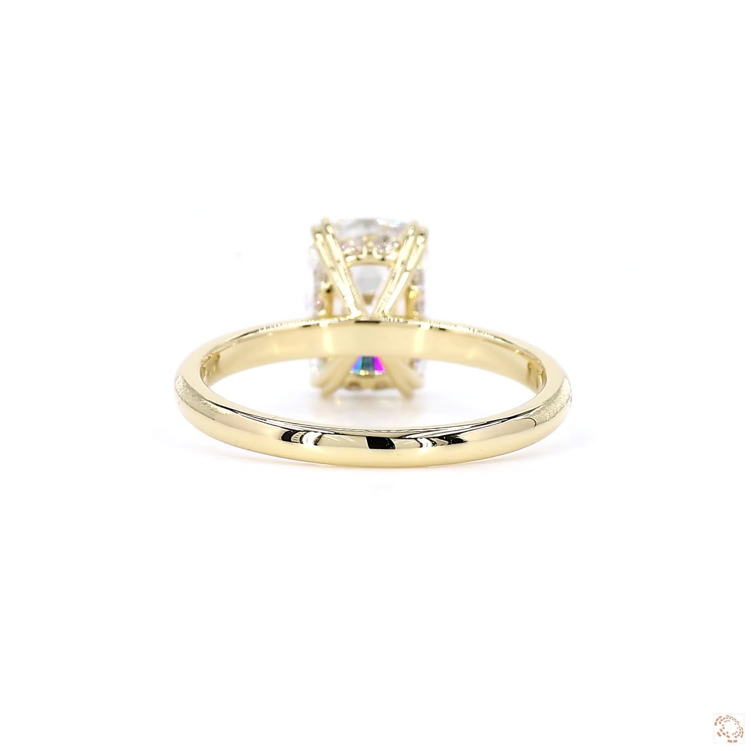 Hidden Halo Old Mine Cushion Cut Diamond Engagement Ring