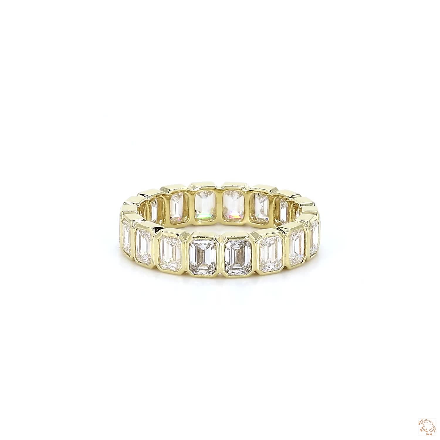 Emerald Cut Lab Diamond Bezel Eternity Band