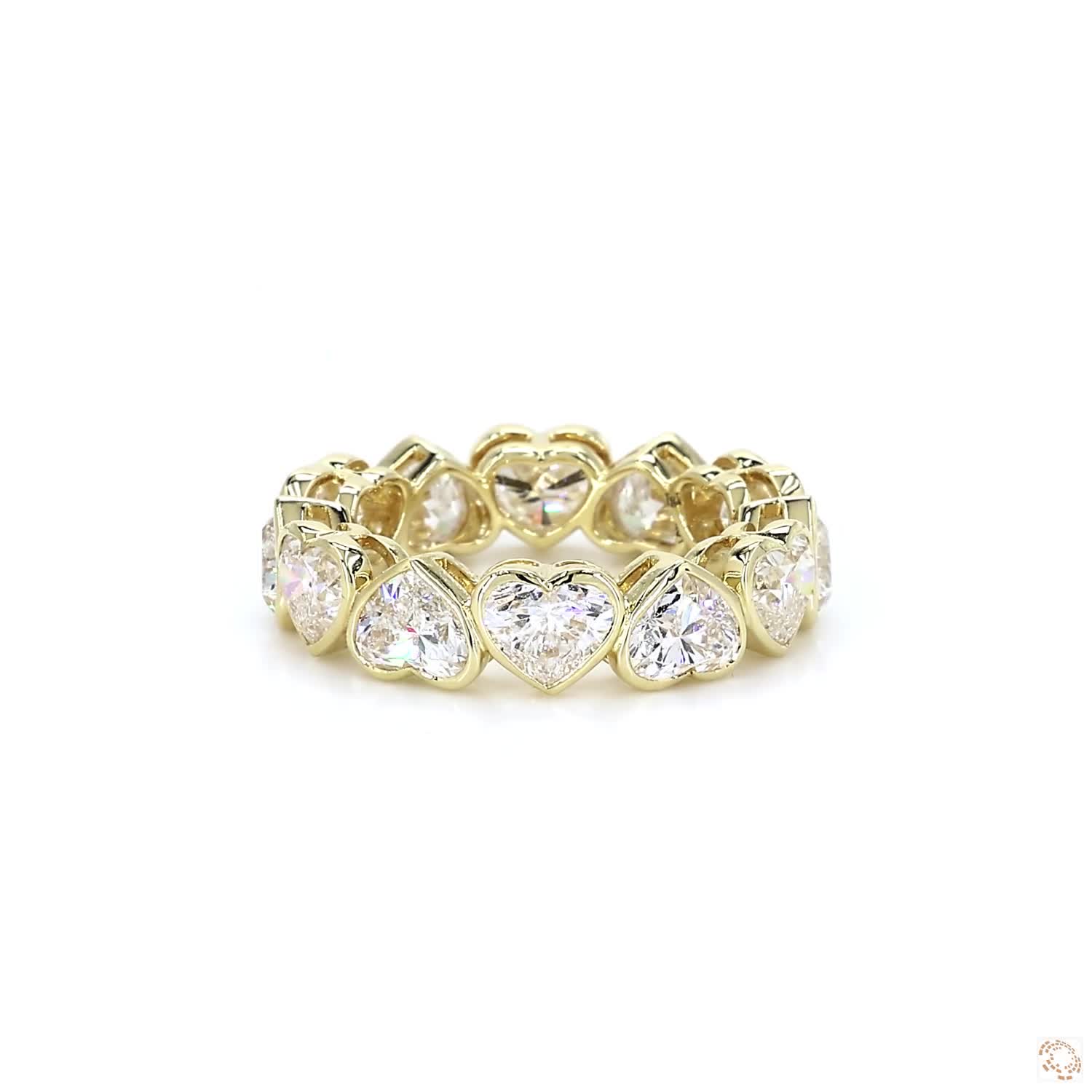 Heart Shape Lab Diamond Bezel Eternity Band