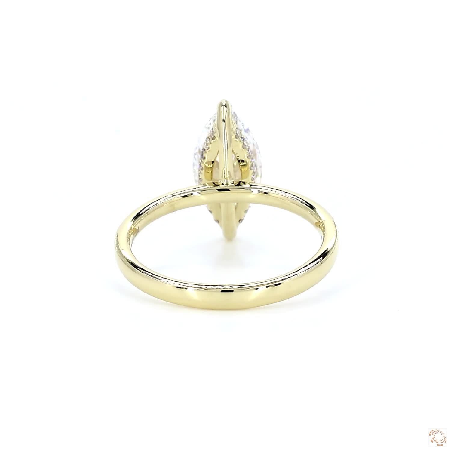 Marquise Shaped Diamond Engagement Ring with Hidden Halo