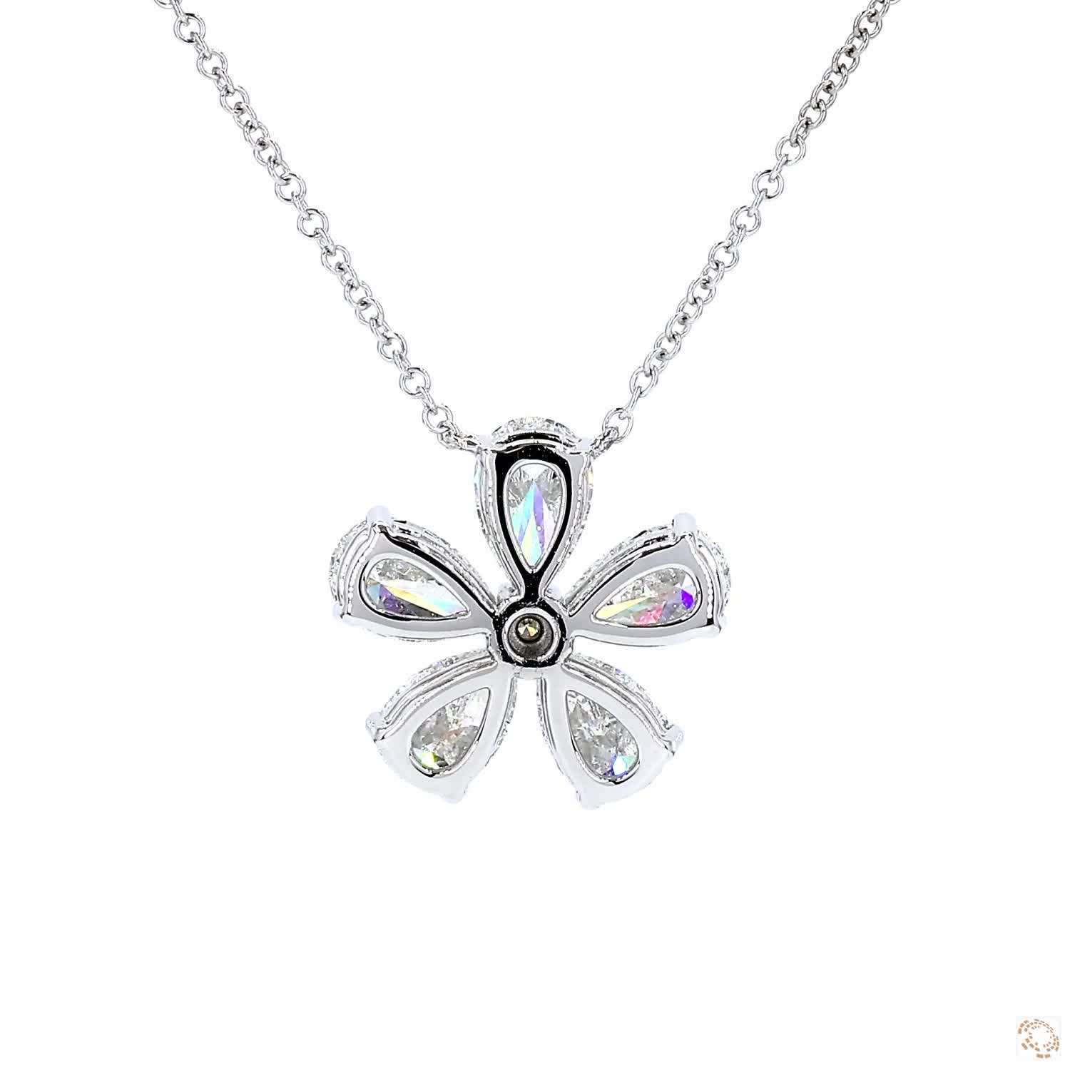 Lab-Grown Diamond Flower Stud Pendant