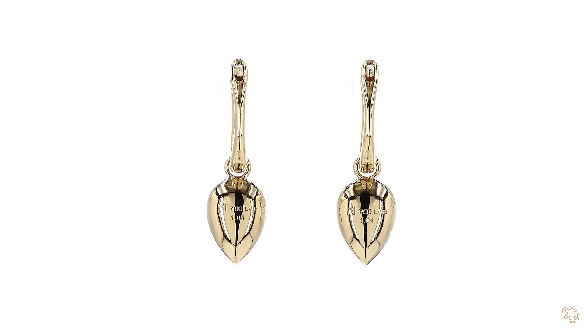 Pear Shape Diamond Dangle Hoops Earrings