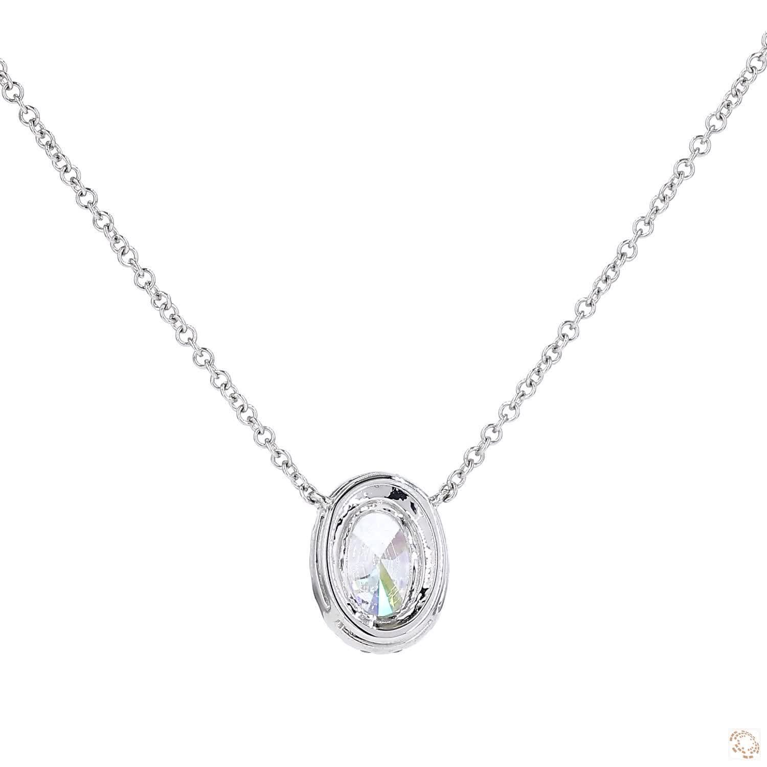 Oval Shape Diamond Halo Pendant
