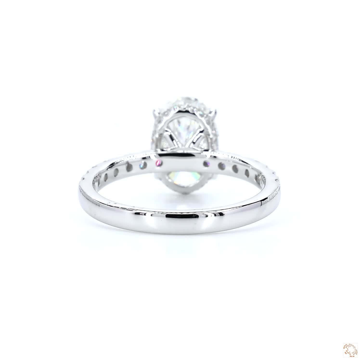 Oval Diamond Engagement Ring with Pave and hidden halo ( 2 ct main diamond)