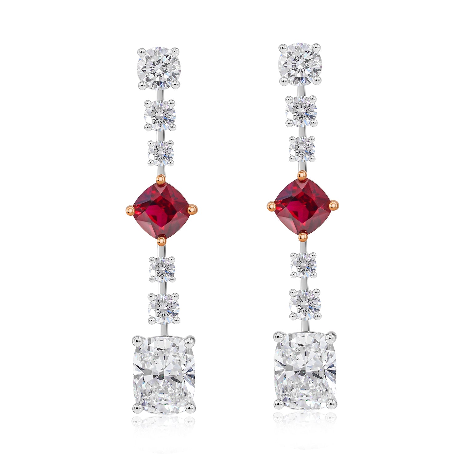 Diamonds & Ruby Lab-Grown Earrings