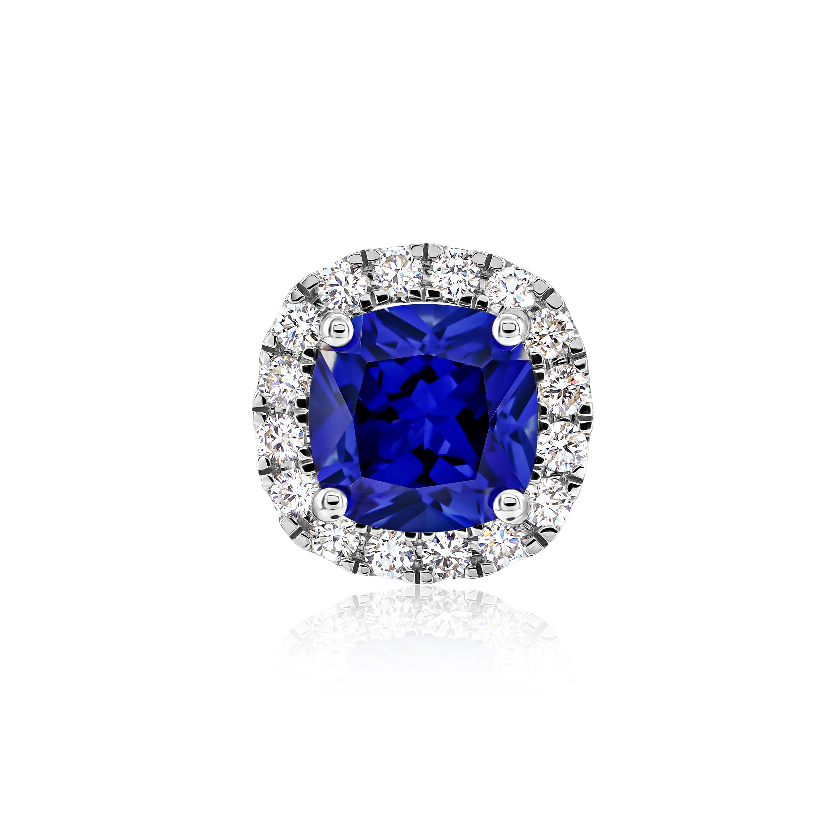 Blue Sapphire and Diamond Halo Stud Earrings